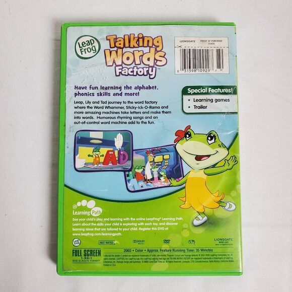LeapFrog Talking Words Factory DVD Learn How Letters Build Words - Picture 3 of 3
